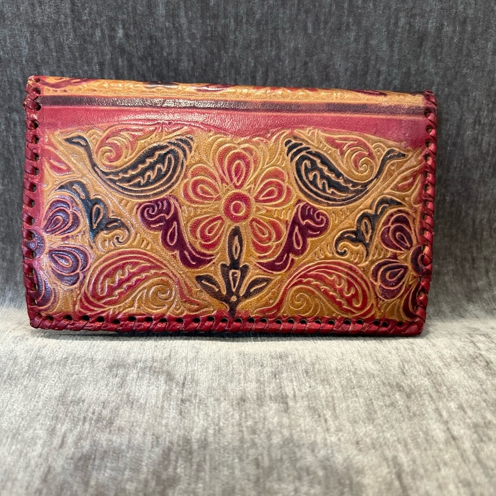 Floral Embossed Leather Wallet